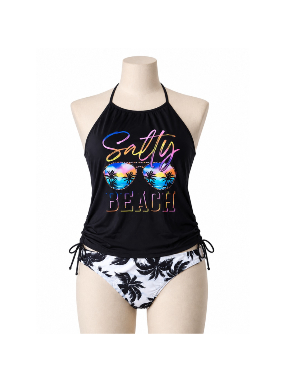 Women’s Plus Size 2-Piece Tankini Swimsuit – “Salty Beach” – Size 2XL – NWOT